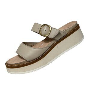 Naot Halvah Platform Wedge‎ Sandal Womens 41 / 10  Ivory Leather Slide Comfort